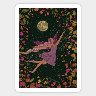 Night Fairy Floral Moon Universe Sticker